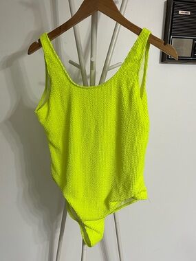 Shady Lady Neon Yellow Textured One-Piece Swimsuit